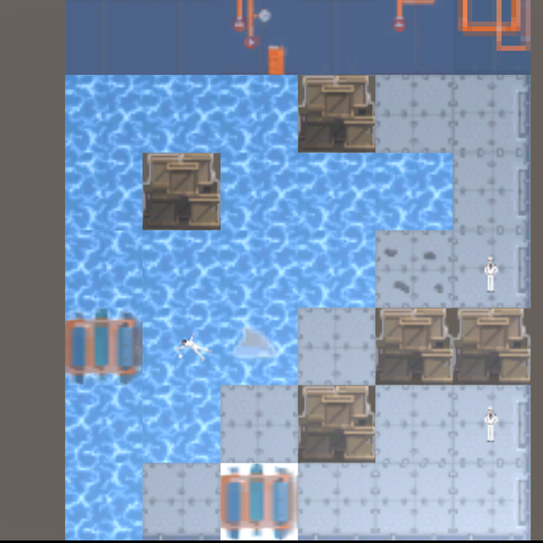 This is level 2, where we introduce how torpedoes greatly accelerate the flooding of the room.  You can see here how most of the level is already water.